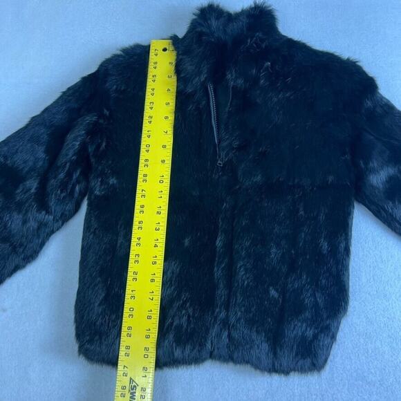Niki Jacket Girls 7 Black Genuine Rabbit Fur Zip Up Mock Neck - Picture 7 of 13